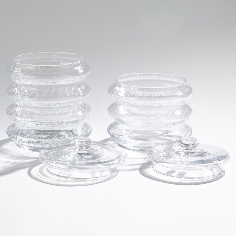 Bonnie Modern Clear Seeded Glass Canister - Small|