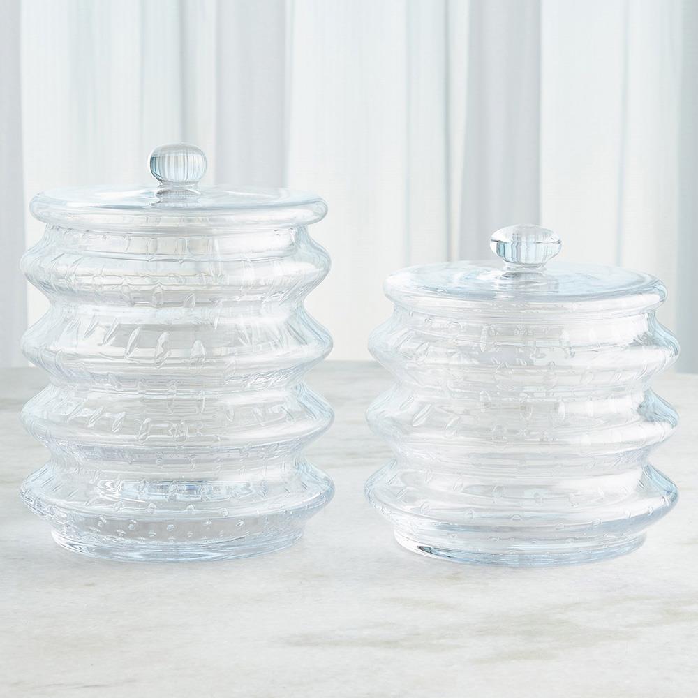 Bonnie Modern Clear Seeded Glass Canister - Small|
