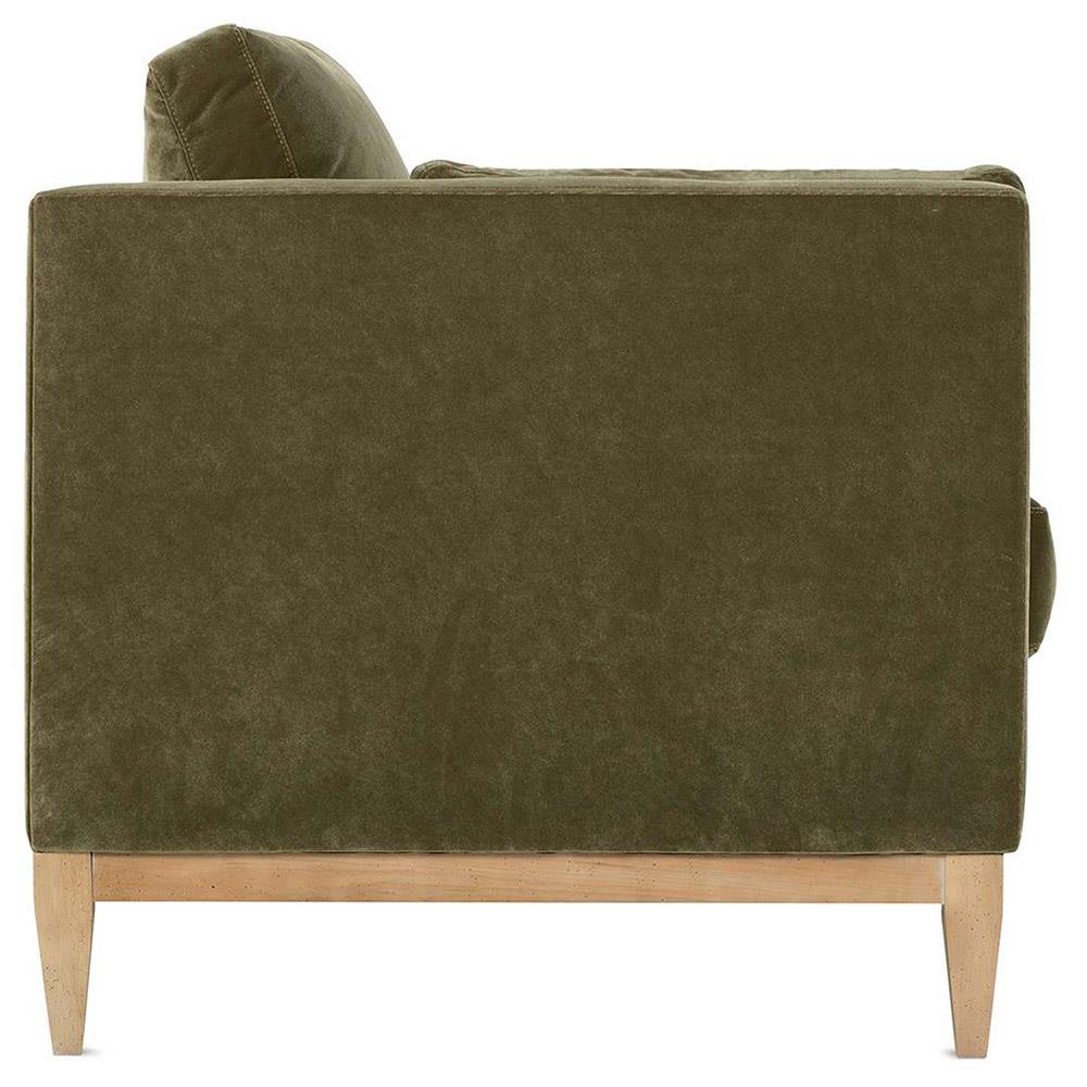 Leah Mid Century Modern Green Upholstered Velvet Brown Wood Sofa - 86"W|