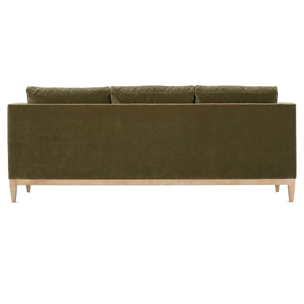 Leah Mid Century Modern Green Upholstered Velvet Brown Wood Sofa