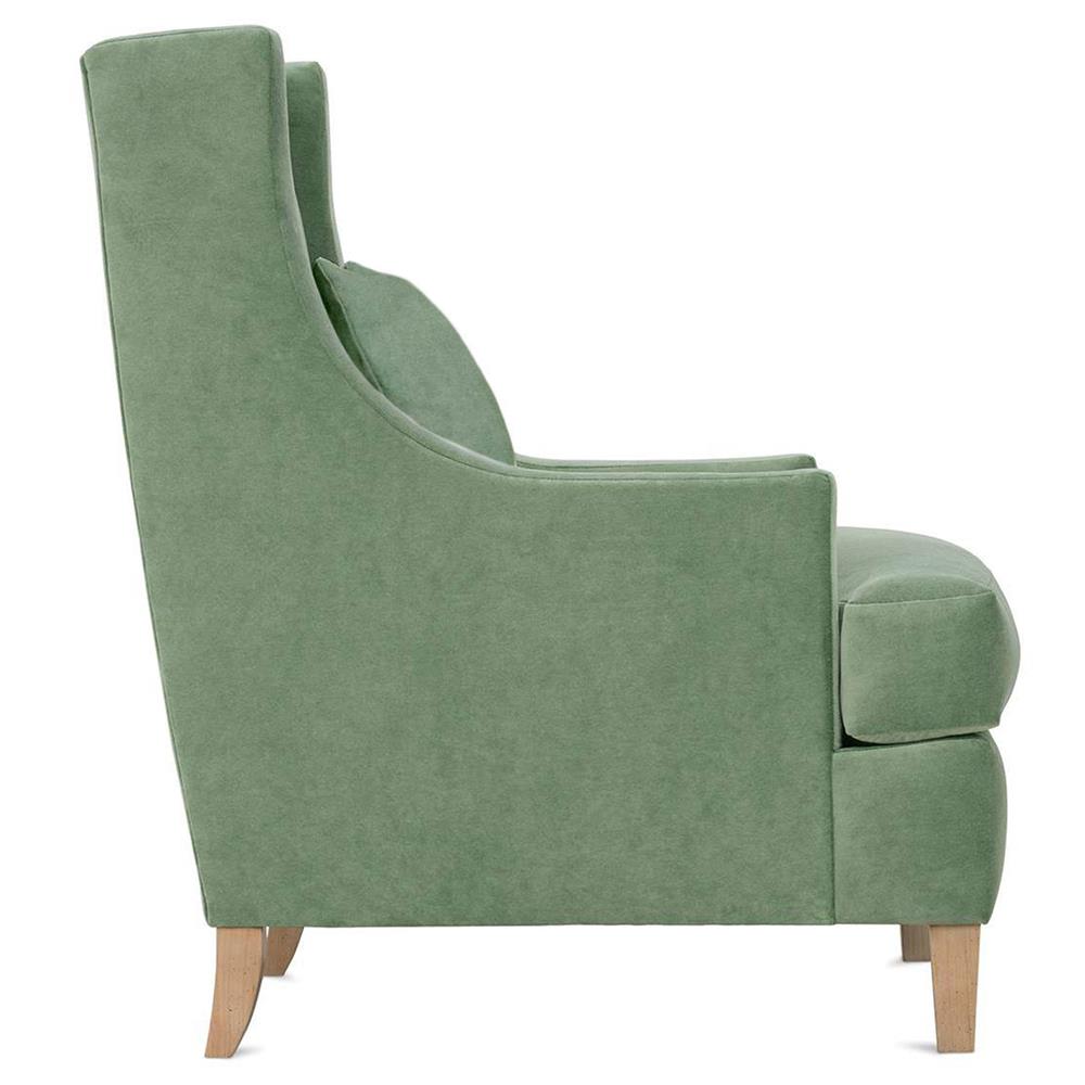 Rosalie French Country Green Upholstered Brown Wood Wingback Arm