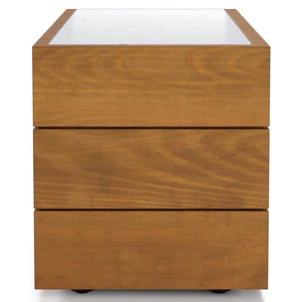 Cee Rustic White Marble Natural Teak Wood Block Rectangular Outdoor End Table|