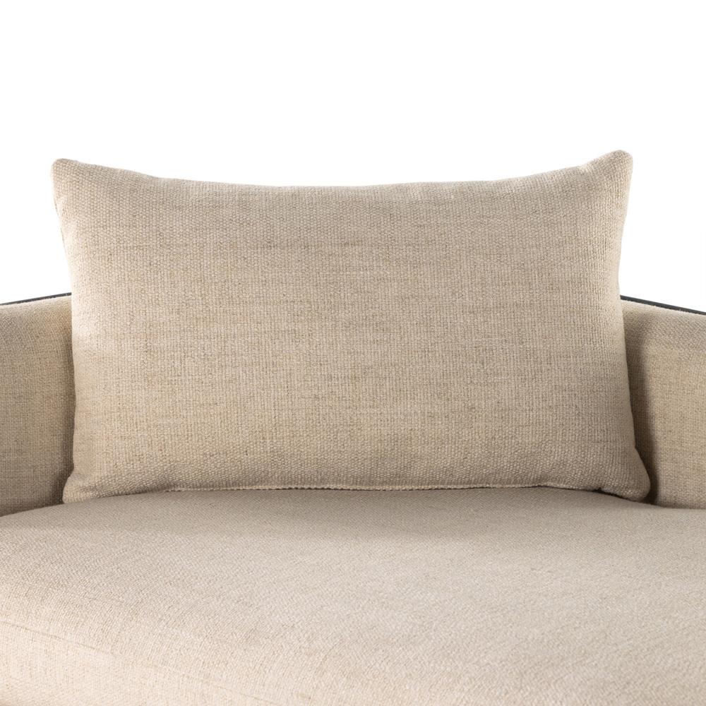 Jun Coastal Cream Performance Woven Cane Black Wood Frame Chaise Lounge|