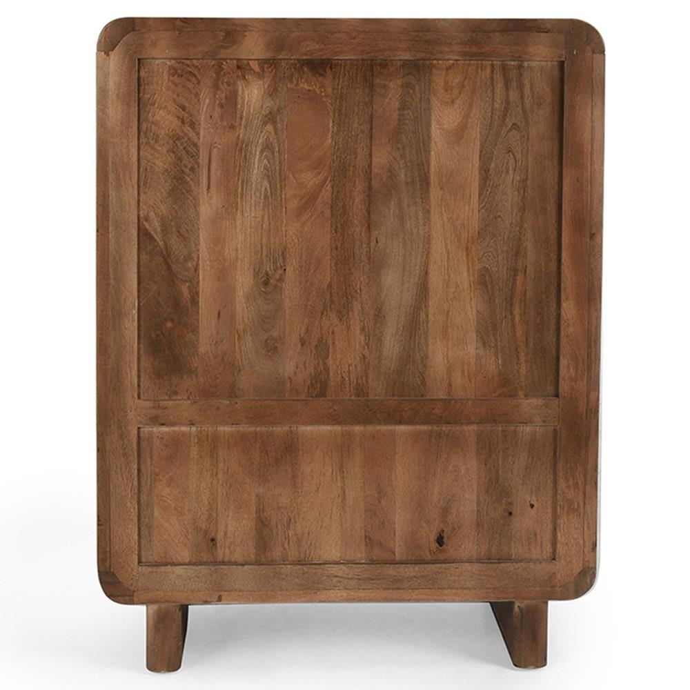 Sherwood Mid Century Modern Brown Mango Wood 2 Patterned Door Bar Cabinet|