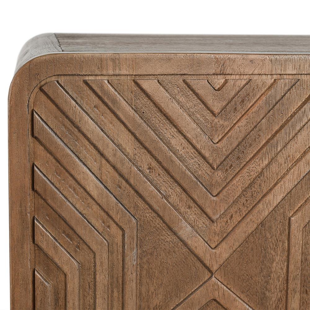 Sherwood Mid Century Modern Brown Mango Wood 2 Patterned Door Bar Cabinet|