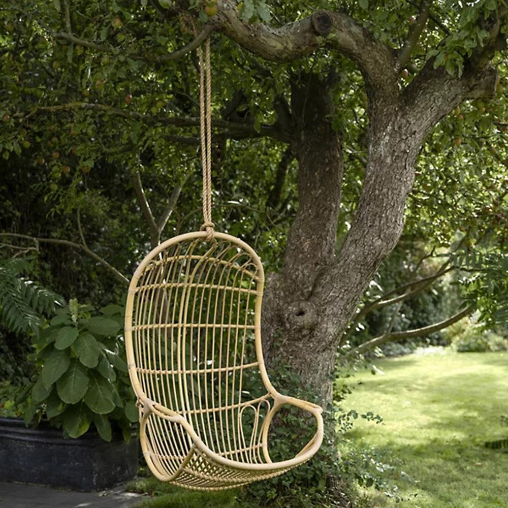 Sigma Coastal Beach Natural Woven Faux Rattan Hanging Outdoor Hanging Swing Chair|