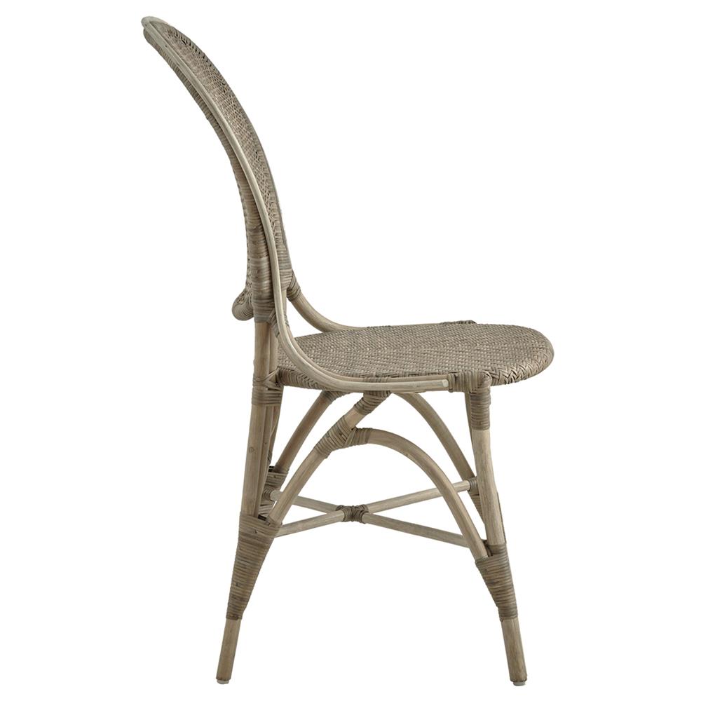 Lydia French Country Grey Woven Rattan Dining Side Chair|