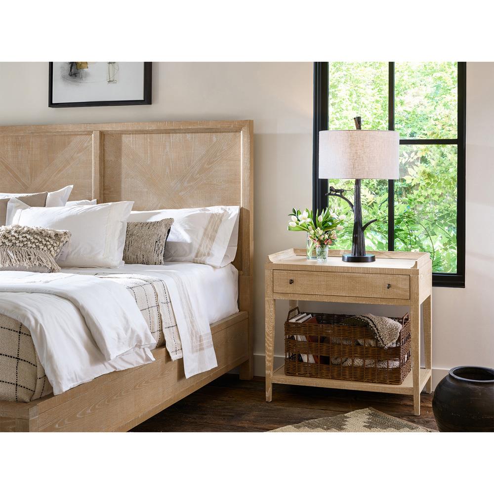 Caleb French Country Light Brown Oak Wood Classic Bed - Queen|