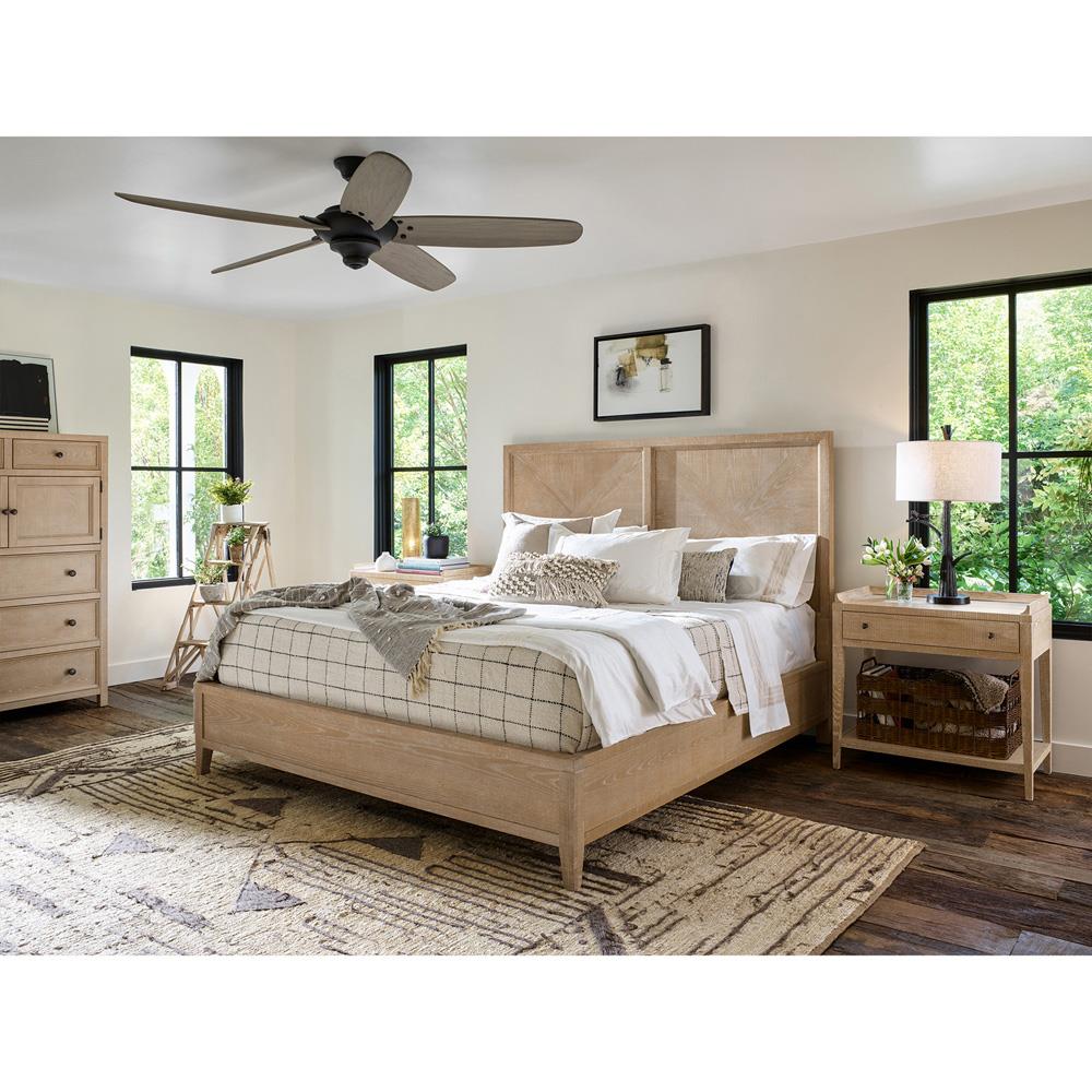 Caleb French Country Light Brown Oak Wood Classic Bed - Queen|