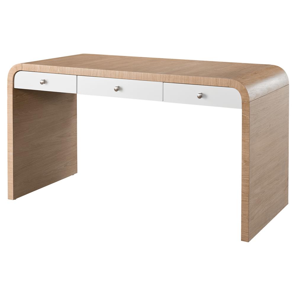 Noelle Modern Classic Light Brown Wood 3 Drawer Desk|
