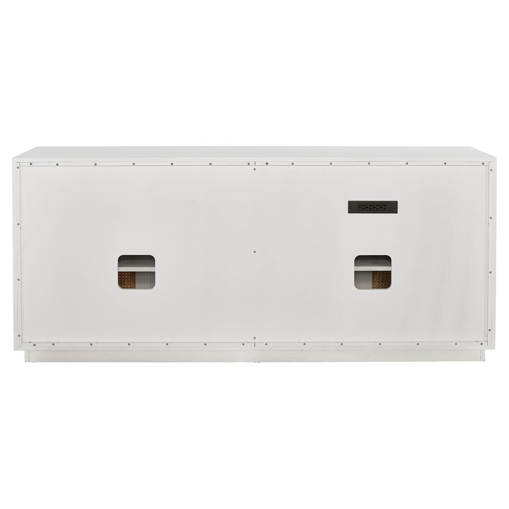 Noelle Modern Classic Brown Woven Cane White Wood Frame 4 Door Sideboard|