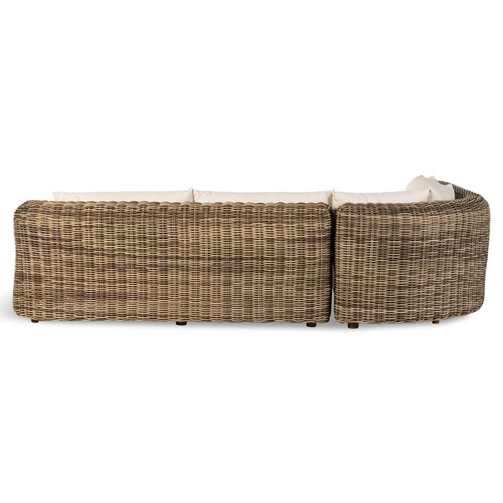 Celina Coastal White Performance Natural Teak Wood Outdoor Sectional - 122"|