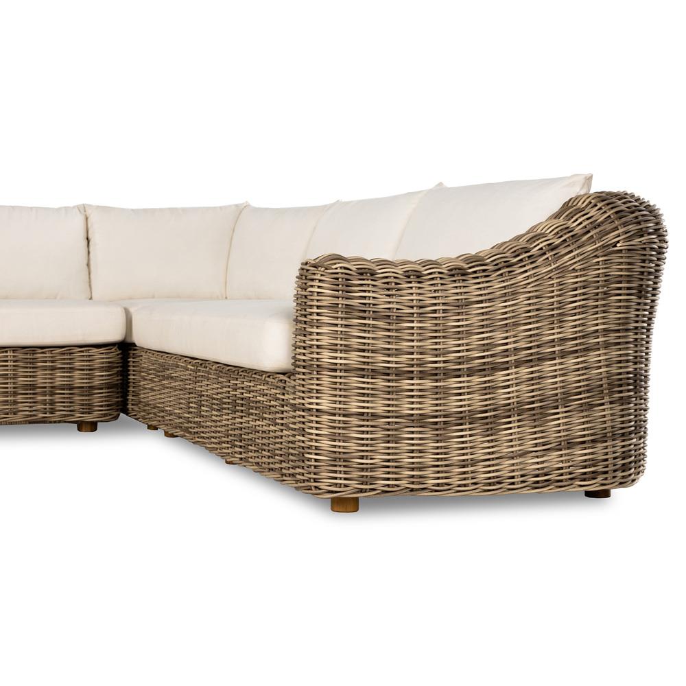 Celina Coastal White Performance Natural Teak Wood Outdoor Sectional - 122"|