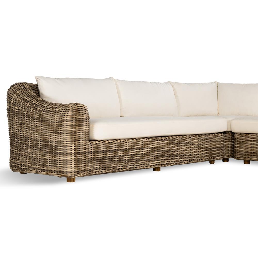 Celina Coastal White Performance Natural Teak Wood Outdoor Sectional - 122"|