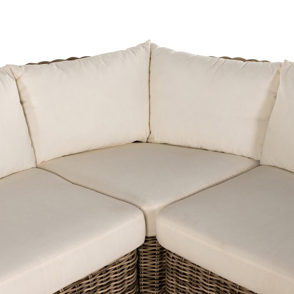 Celina Coastal White Performance Natural Teak Wood Outdoor Sectional - 122"|