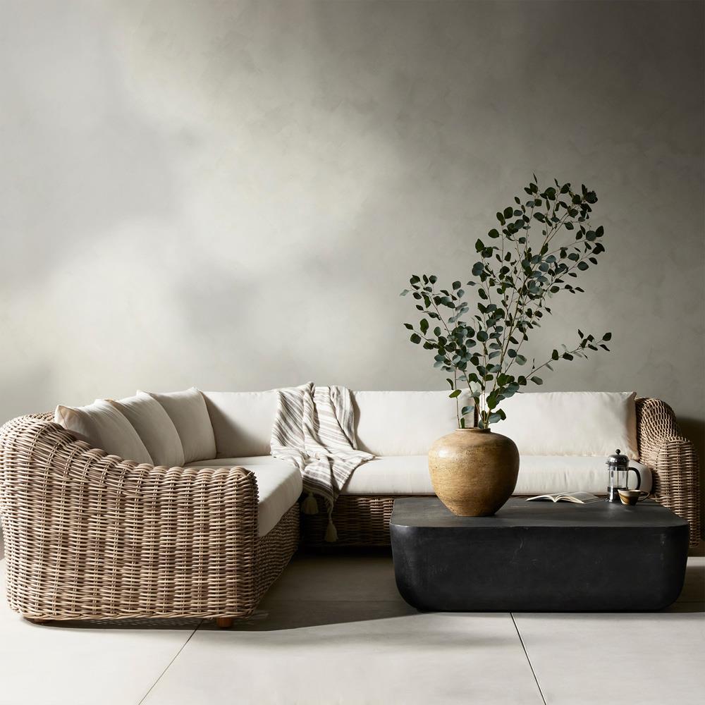 Celina Coastal White Performance Natural Teak Wood Outdoor Sectional - 122"|