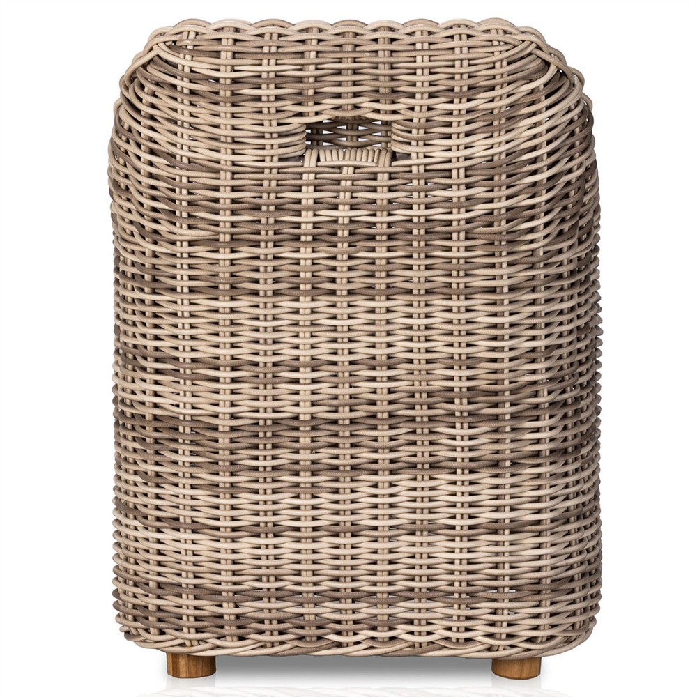 Celina Coastal White Performance Natural Teak Wood Outdoor Dining Arm Chair|