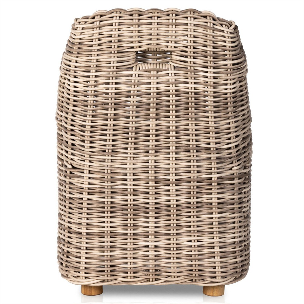 Celina Coastal White Performance Natural Teak Wood Outdoor Dining Side Chair|