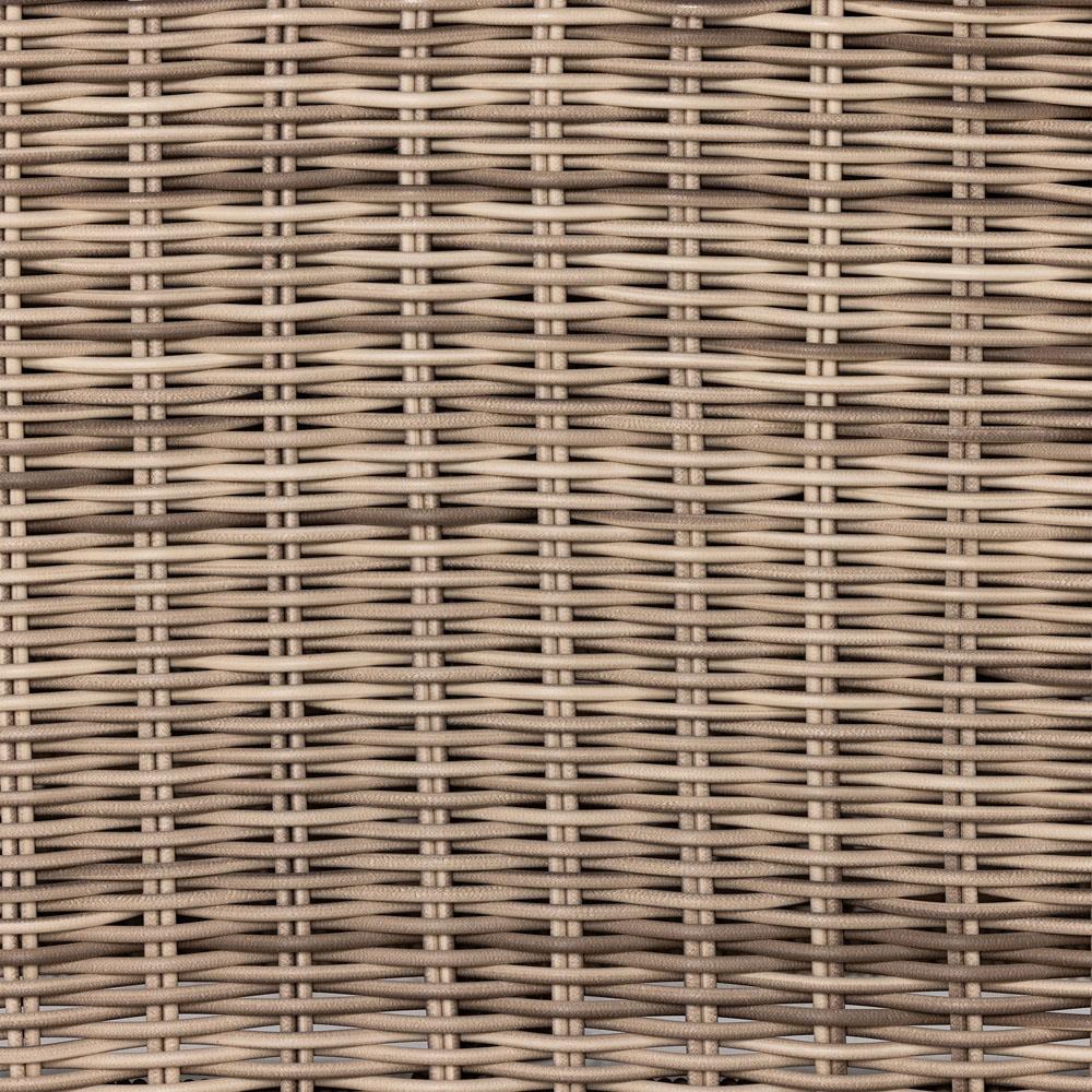 Celina Coastal White Cushion Woven Wicker Natural Teak Wood Outdoor Sofa - 106"|