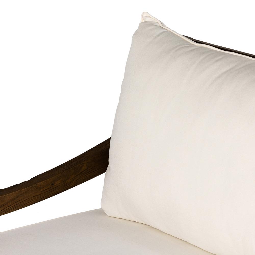 Allan French Country White Cushion Dark Brown Reclaimed Teak Outdoor Arm Chair|