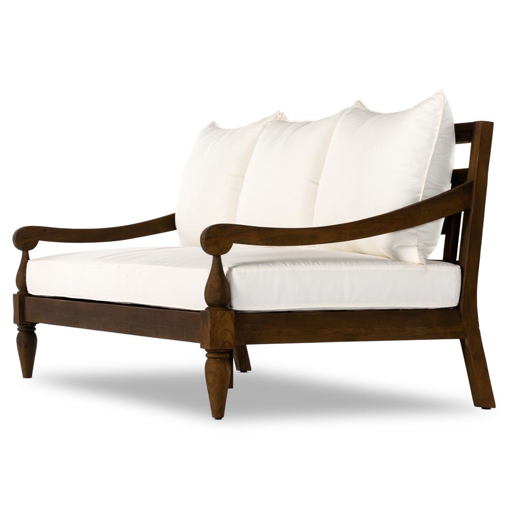 Allan French Country White Cushion Natural Reclaimed Teak Outdoor Sofa - 86"W|