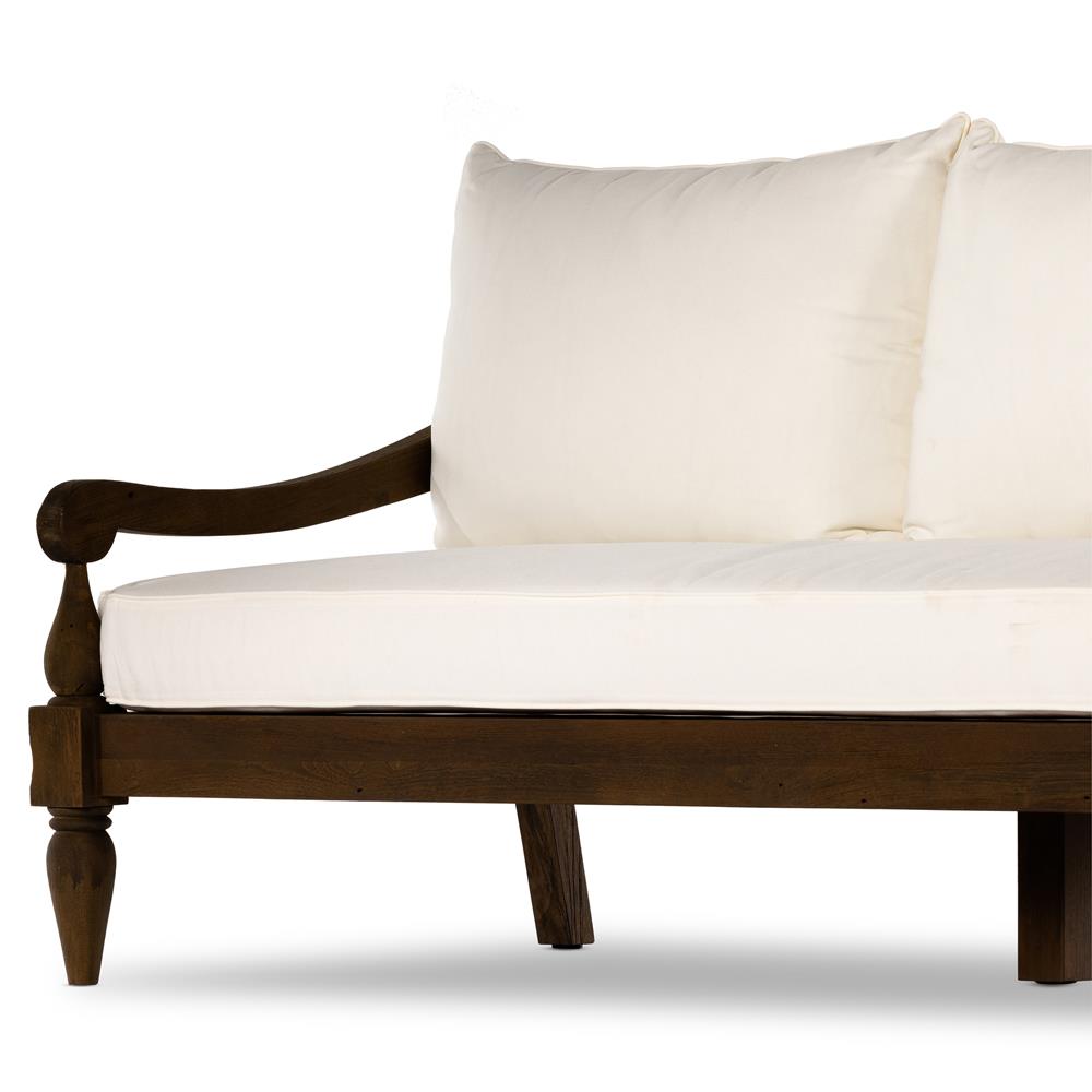 Allan French Country White Cushion Natural Reclaimed Teak Outdoor Sofa - 86"W|