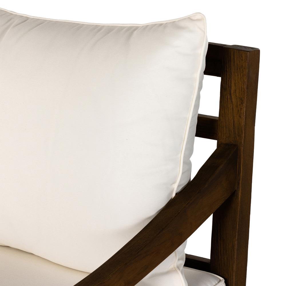 Allan French Country White Cushion Natural Reclaimed Teak Outdoor Sofa - 86"W|