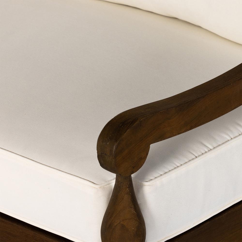 Allan French Country White Cushion Natural Reclaimed Teak Outdoor Sofa - 86"W|