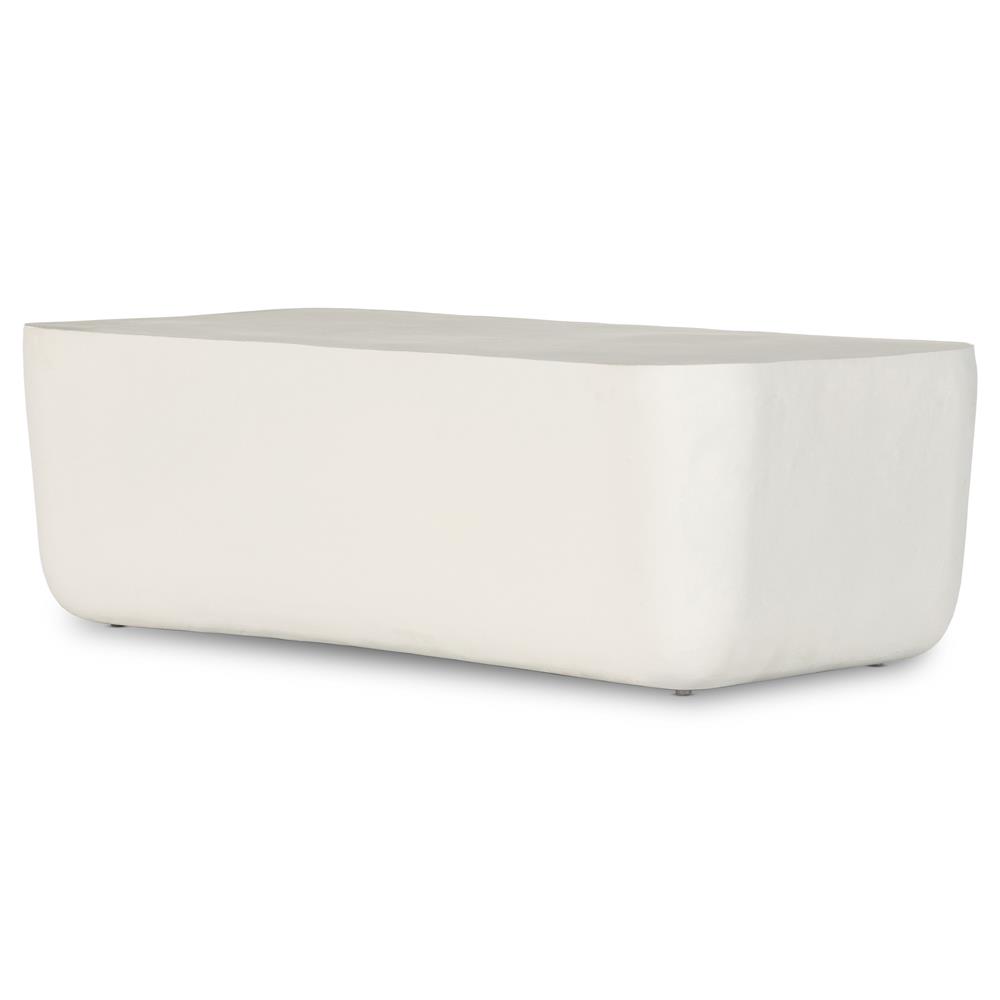 Bailey Industrial Matte White Aluminum Rectangular Block Outdoor Coffee Table|