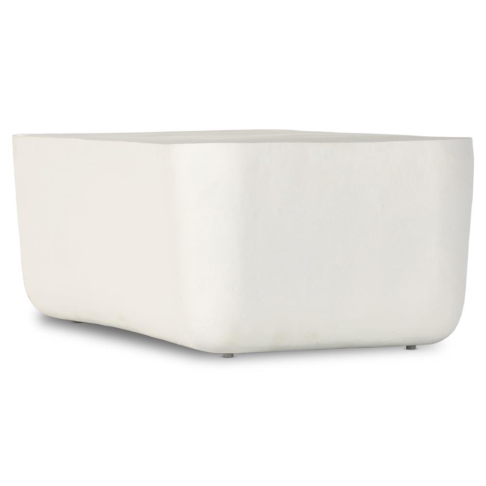 Bailey Industrial Matte White Aluminum Rectangular Block Outdoor Coffee Table|