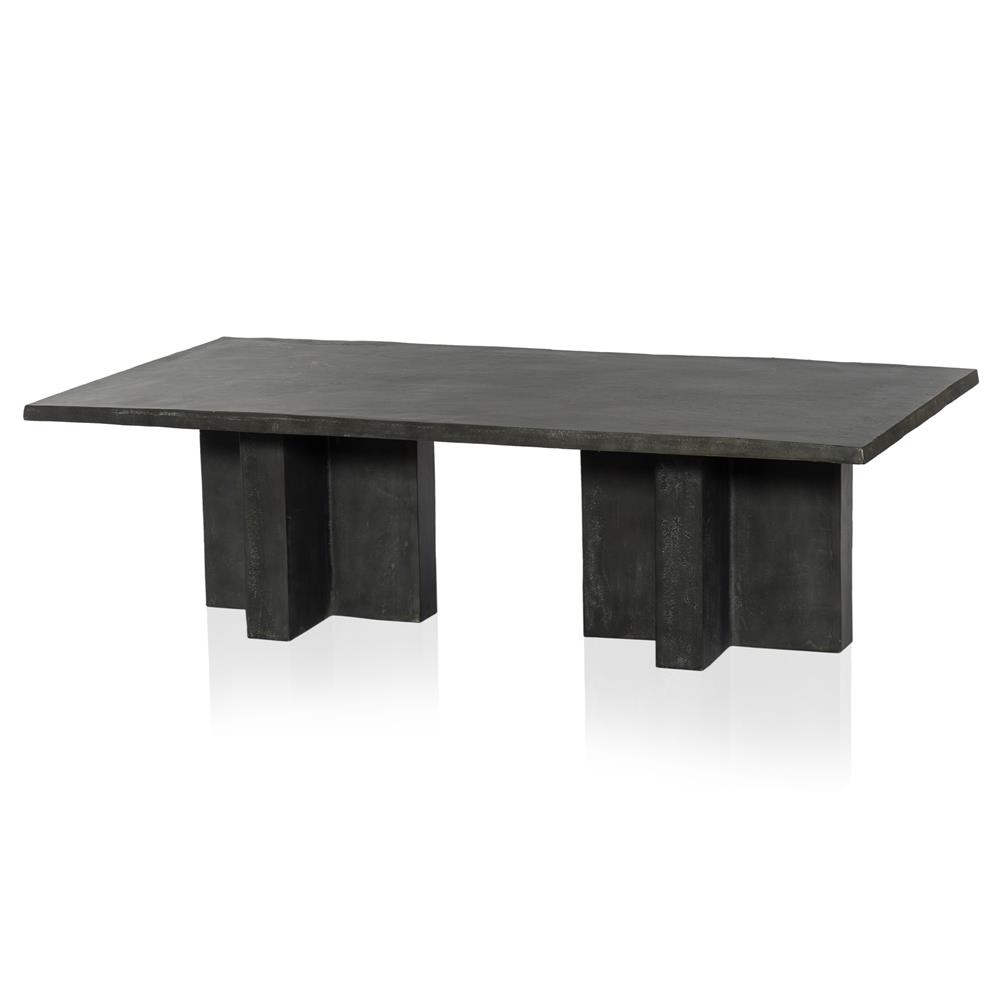 Hanne Mid Century Modern Grey Aluminum Rectangular Outdoor Coffee Table|