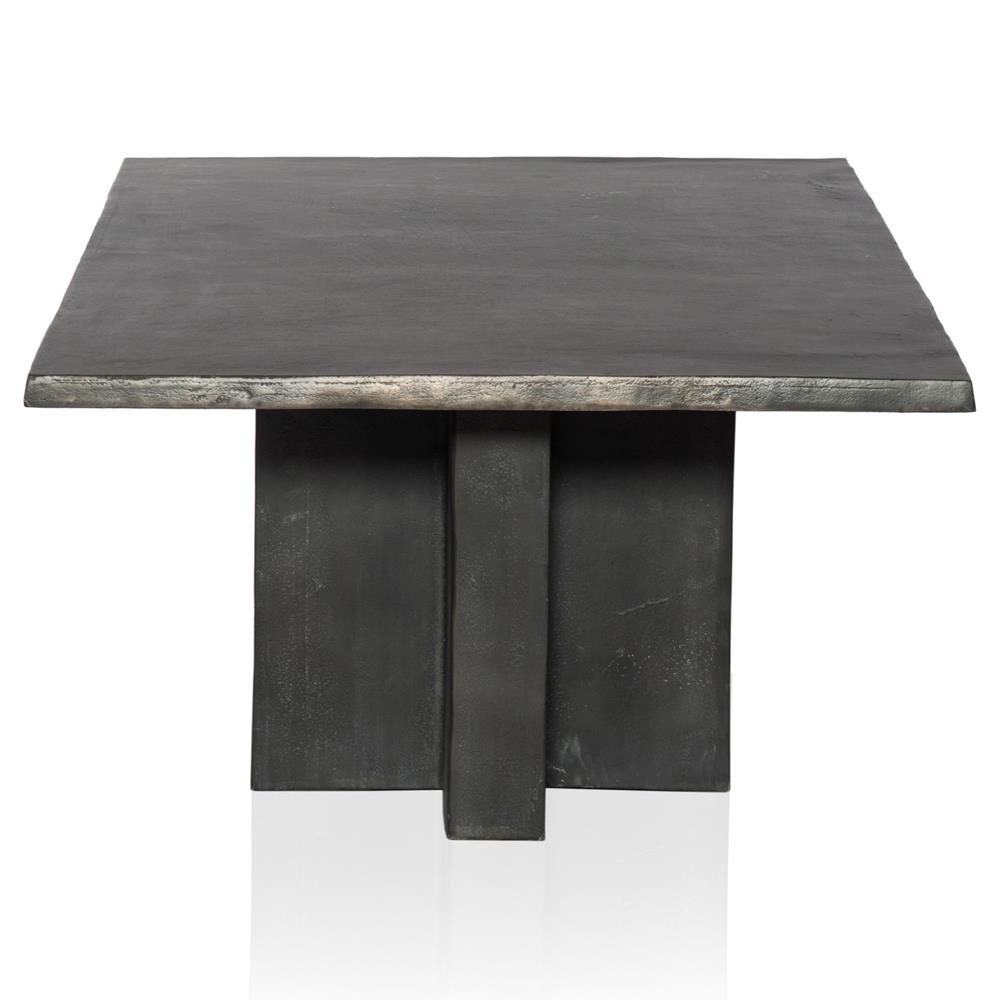 Hanne Mid Century Modern Grey Aluminum Rectangular Outdoor Coffee Table|