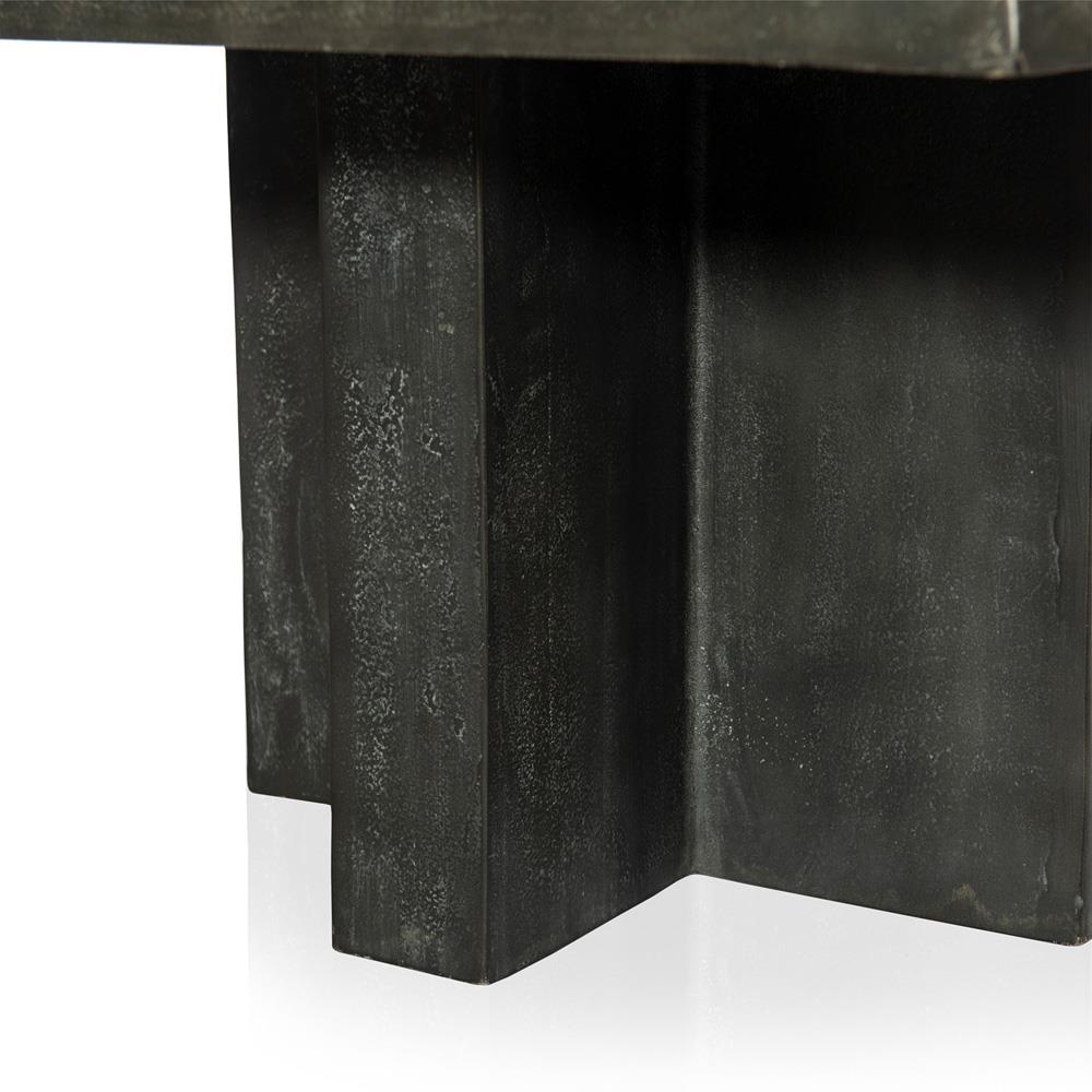 Hanne Mid Century Modern Grey Aluminum Rectangular Outdoor Coffee Table|