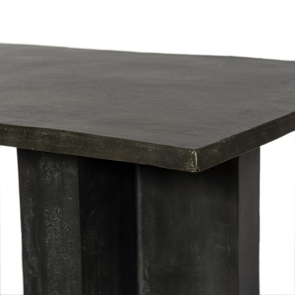Hanne Mid Century Modern Grey Aluminum Rectangular Outdoor Coffee Table|