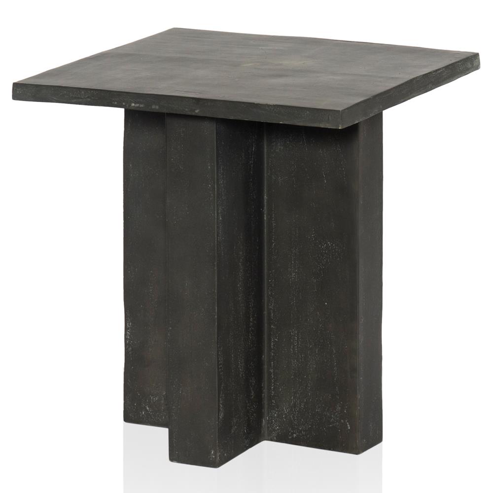 Hanne Mid Century Modern Grey Aluminum Square Outdoor Pedestal End Table|