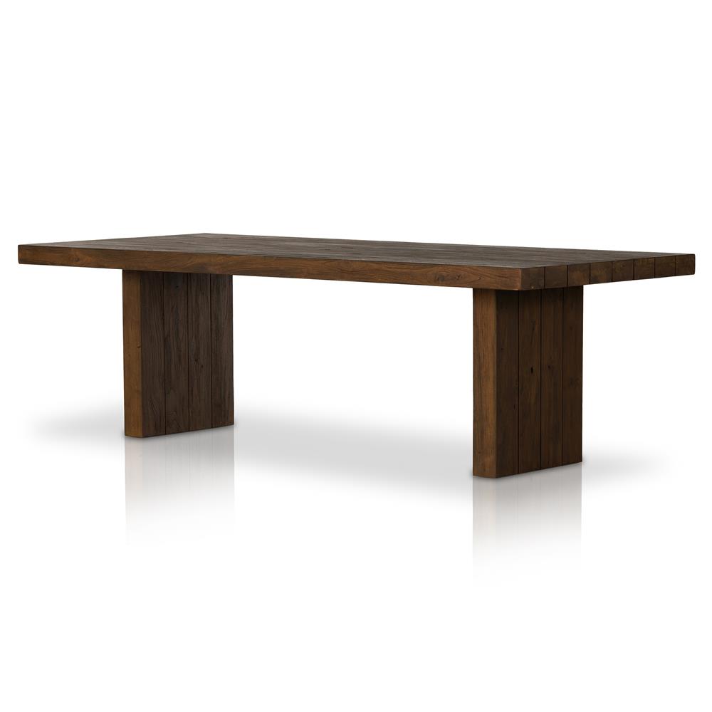 Flint Rustic Lodge Natural Teak Rectangular Outdoor Dining Table - 96"W - Small|