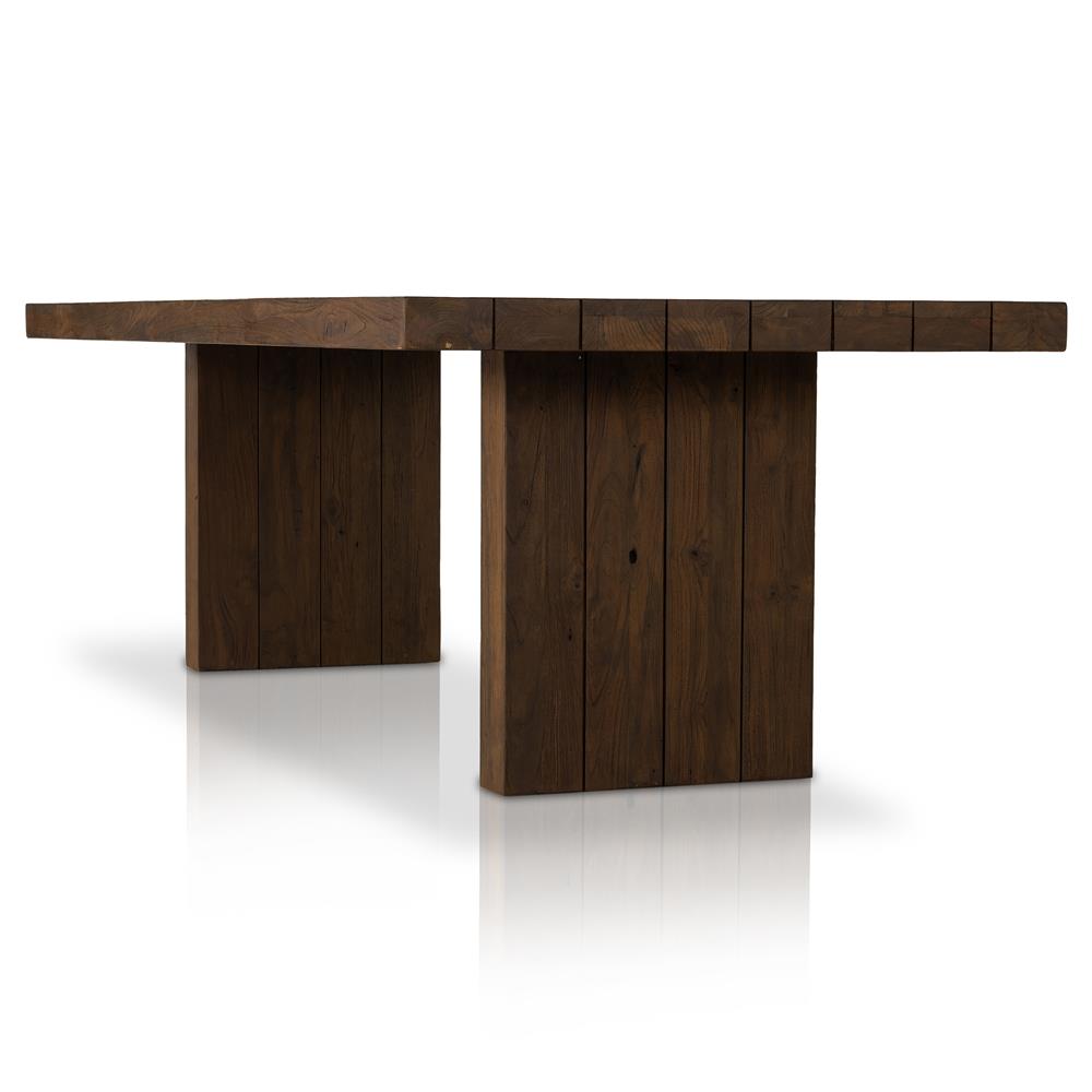 Flint Rustic Lodge Natural Teak Rectangular Outdoor Dining Table - 96"W - Small|