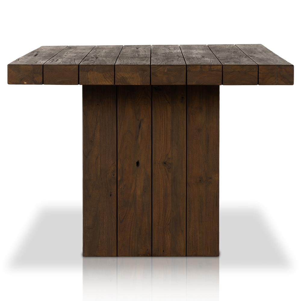 Flint Rustic Lodge Natural Teak Rectangular Outdoor Dining Table - 96"W - Small|