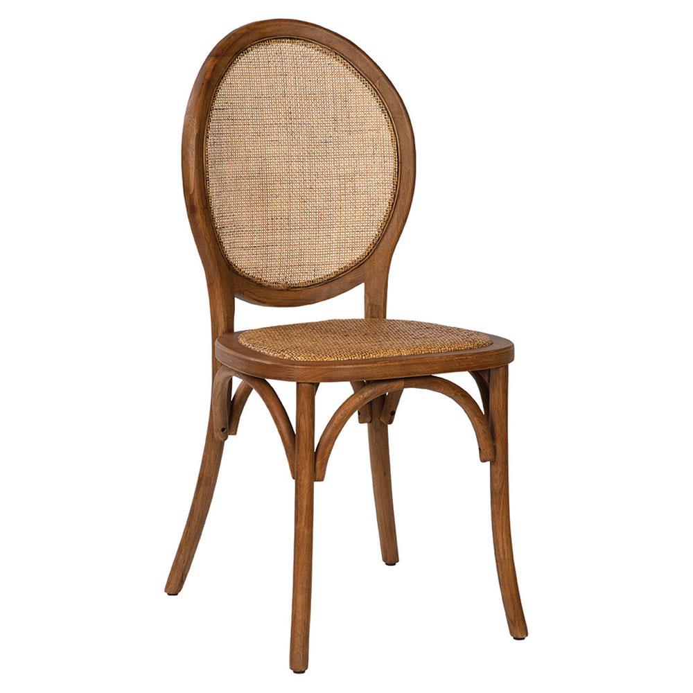 Lesley French Brown Cane Woven Back Oak Frame King Louis Dining