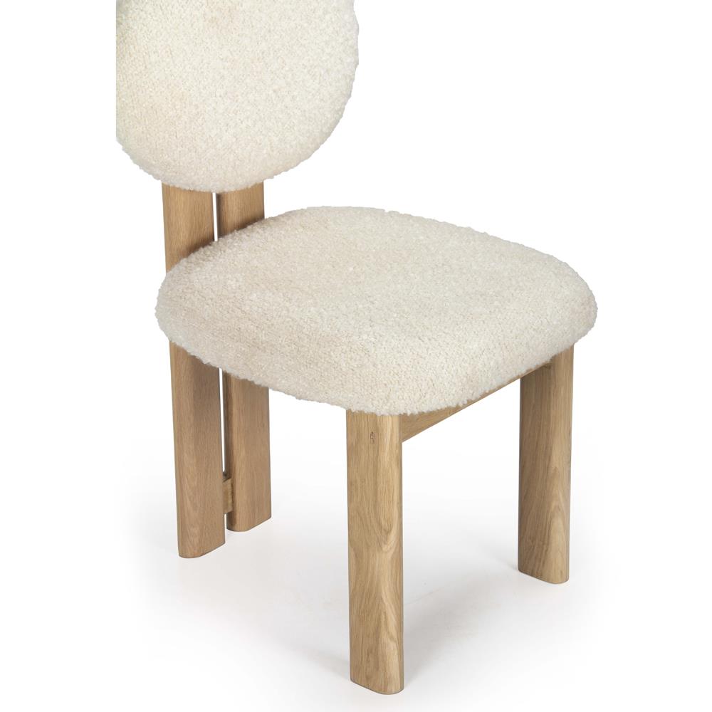 Cooper Modern Classic White Boucle Performance Oak Wood Dining Side Chair|