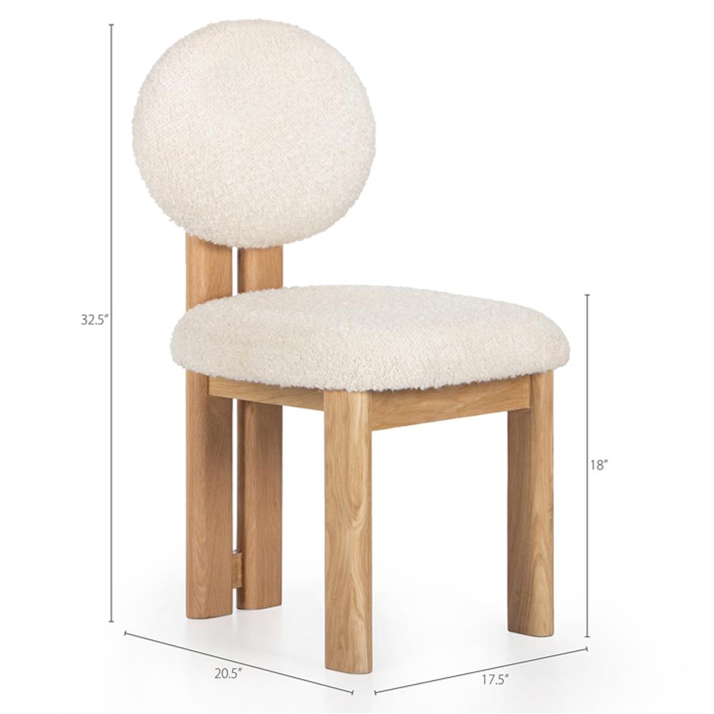 Cooper Modern Classic White Boucle Performance Oak Wood Dining Side Chair|