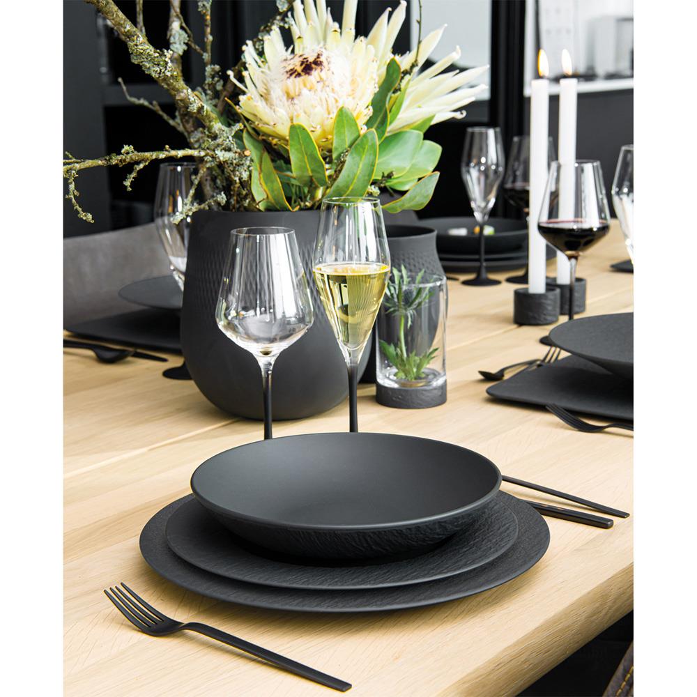 Manufacture Rock Modern Black Porcelain 12 Piece Dinnerware Set|