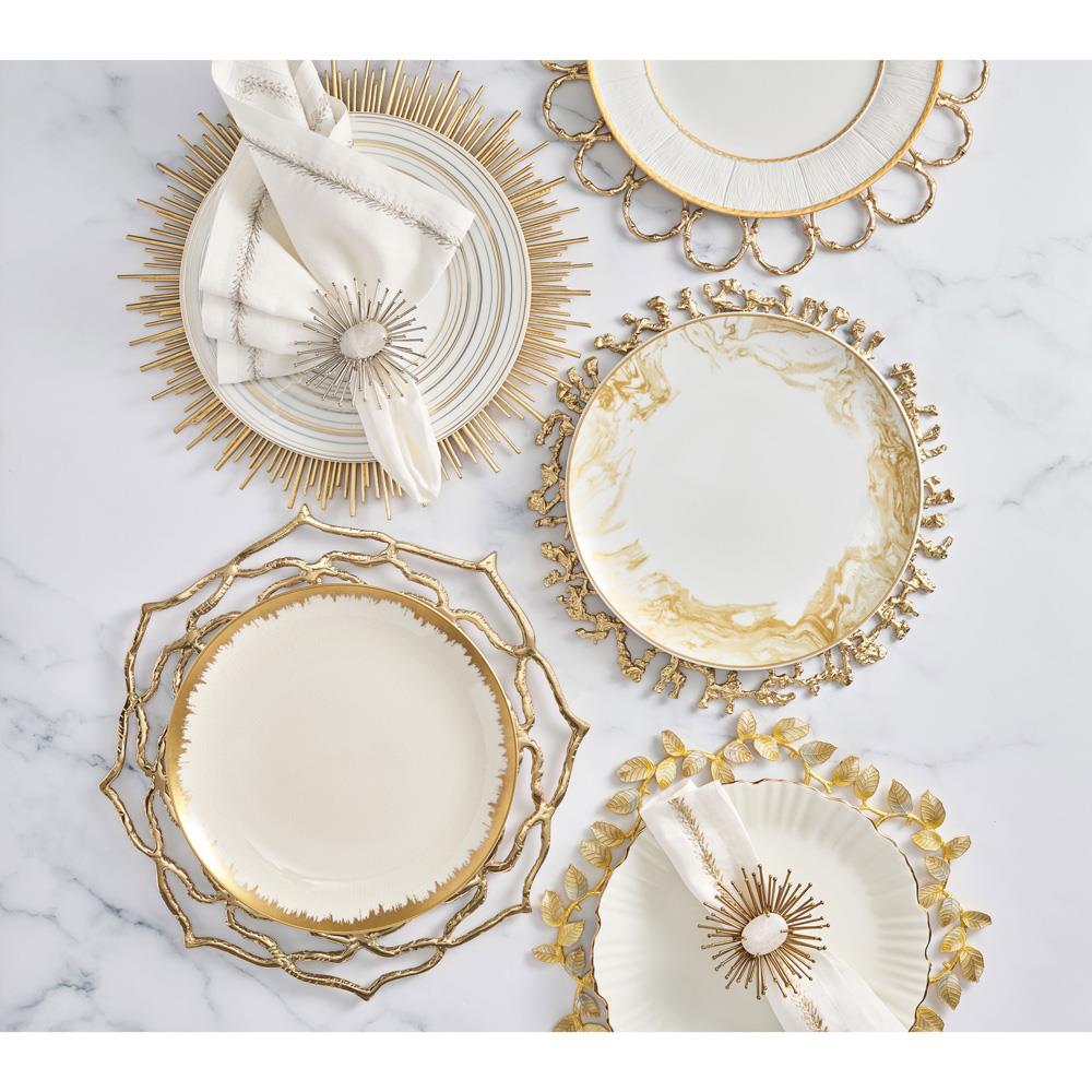 Radiate Hollywood Gold Aluminum Sunburst Charger Plate - Set of 4|