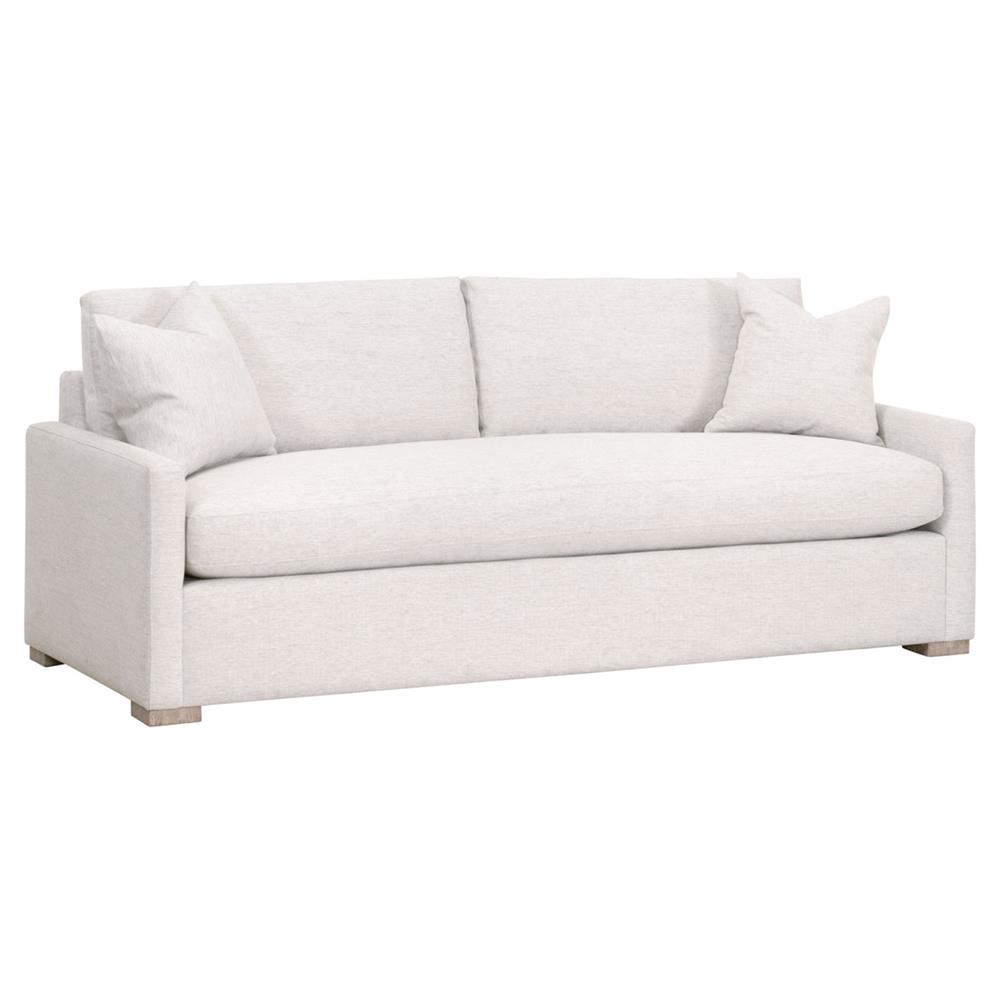 Davis Modern Classic White Upholstered Grey Oak Cushion Back Sleeper Sofa - 86"W|