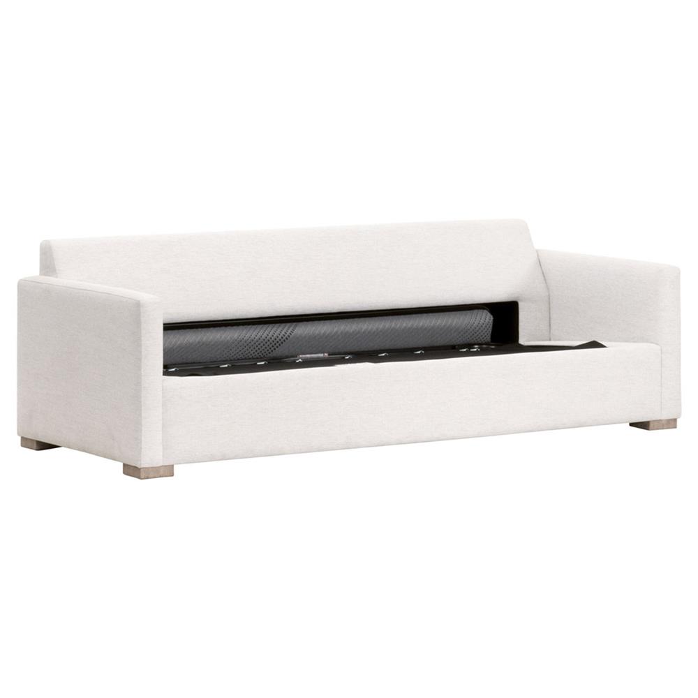 Davis Modern Classic White Upholstered Grey Oak Cushion Back Sleeper Sofa - 86"W|
