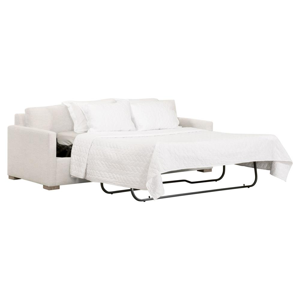 Davis Modern Classic White Upholstered Grey Oak Cushion Back Sleeper Sofa - 86"W|