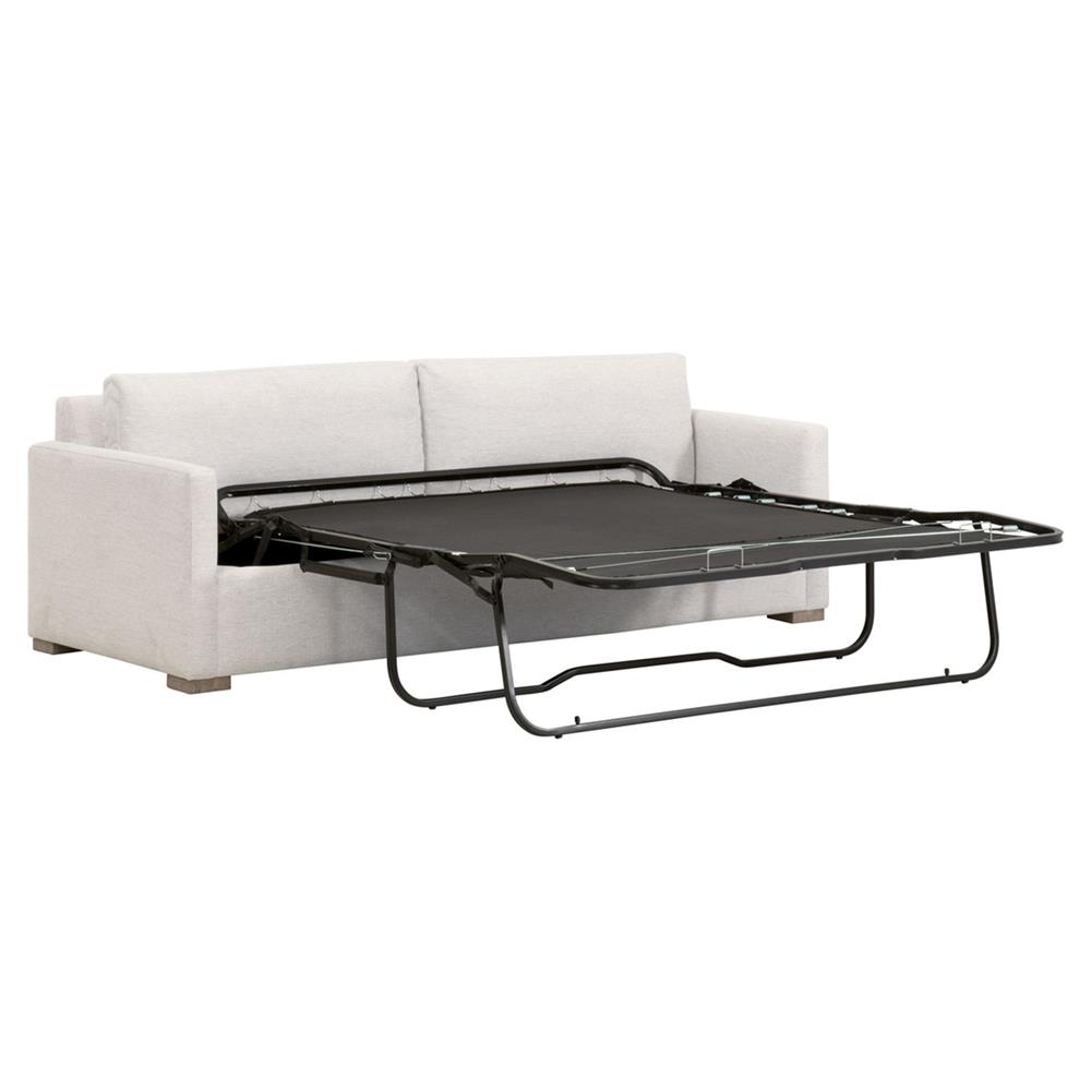 Davis Modern Classic White Upholstered Grey Oak Cushion Back Sleeper Sofa - 86"W|