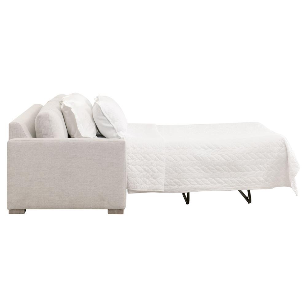Davis Modern Classic White Upholstered Grey Oak Cushion Back Sleeper Sofa - 86"W|