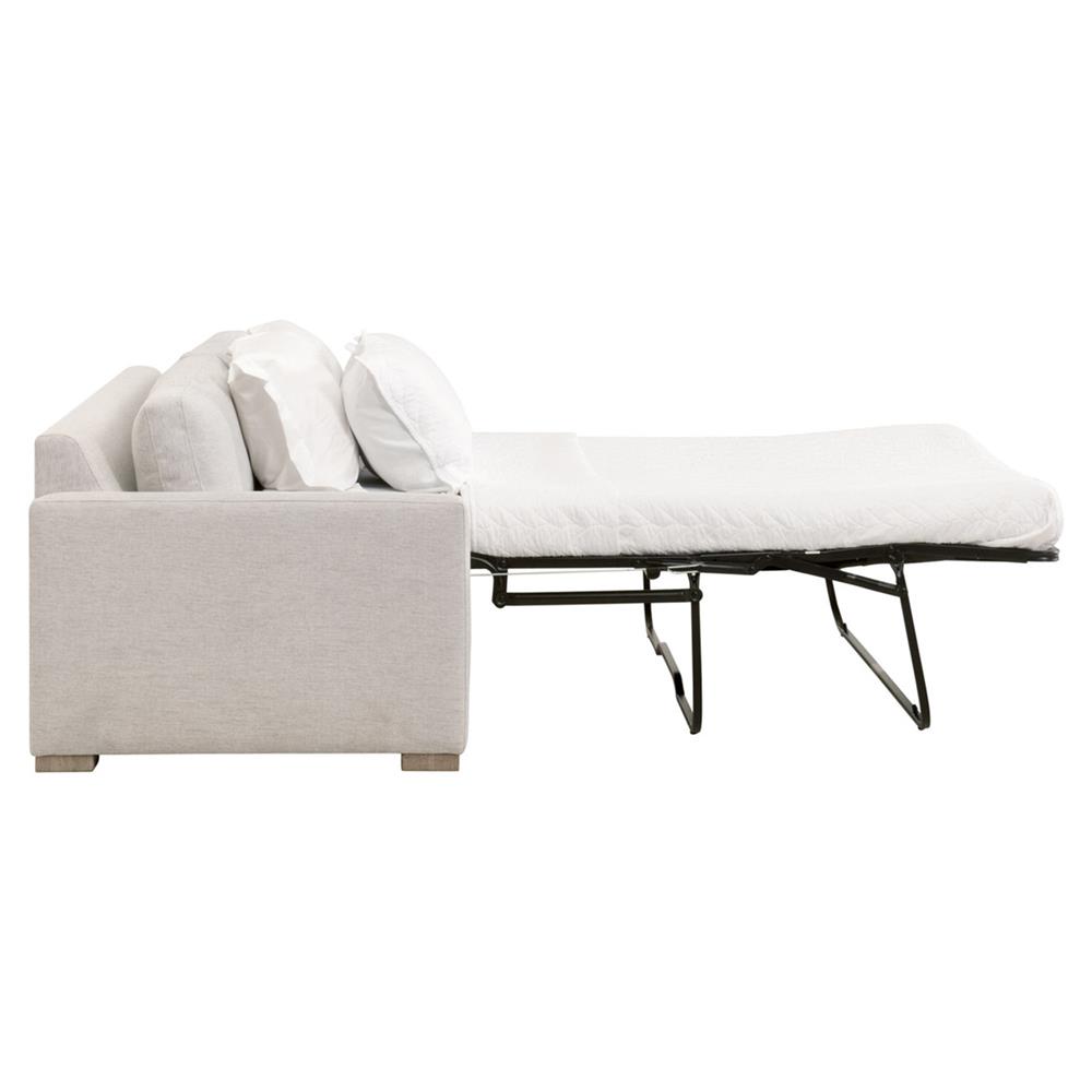 Davis Modern Classic White Upholstered Grey Oak Cushion Back Sleeper Sofa - 86"W|