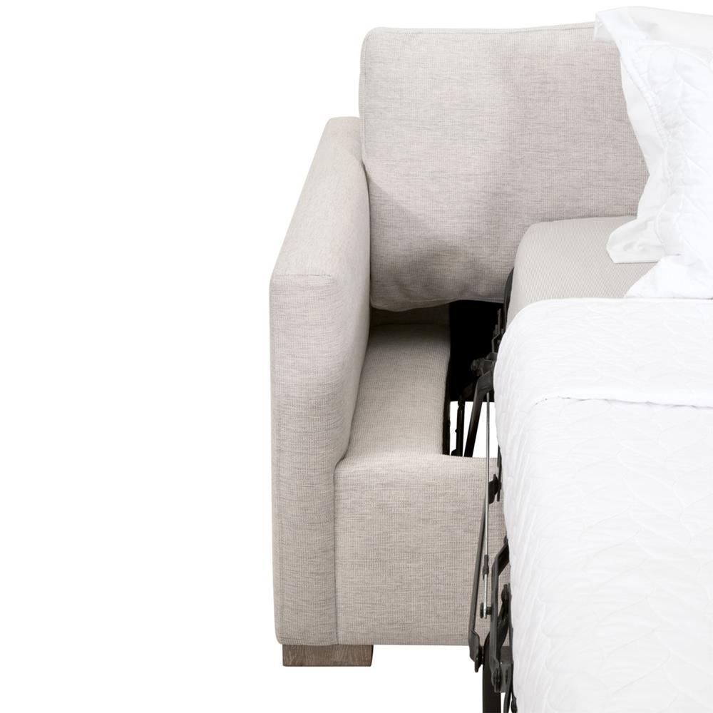 Davis Modern Classic White Upholstered Grey Oak Cushion Back Sleeper Sofa - 86"W|